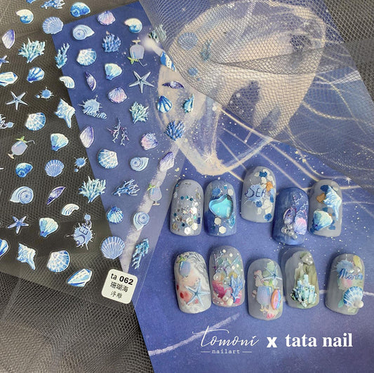 Coral Sea 5D Nail Stickers 2 Pcs