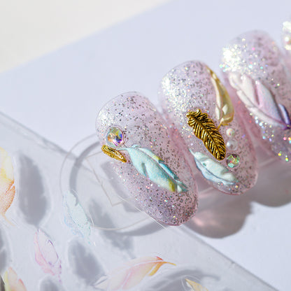 Colourful Feathers 5D Nail Stickers