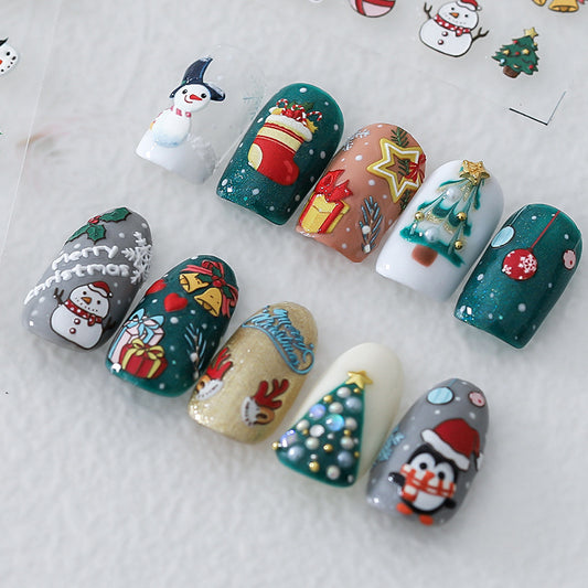 Classic Christmas 5D Nail Stickers 3 PCS