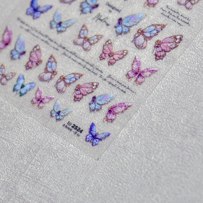 Colorful Vintage Butterfly 5D Nail Stickers