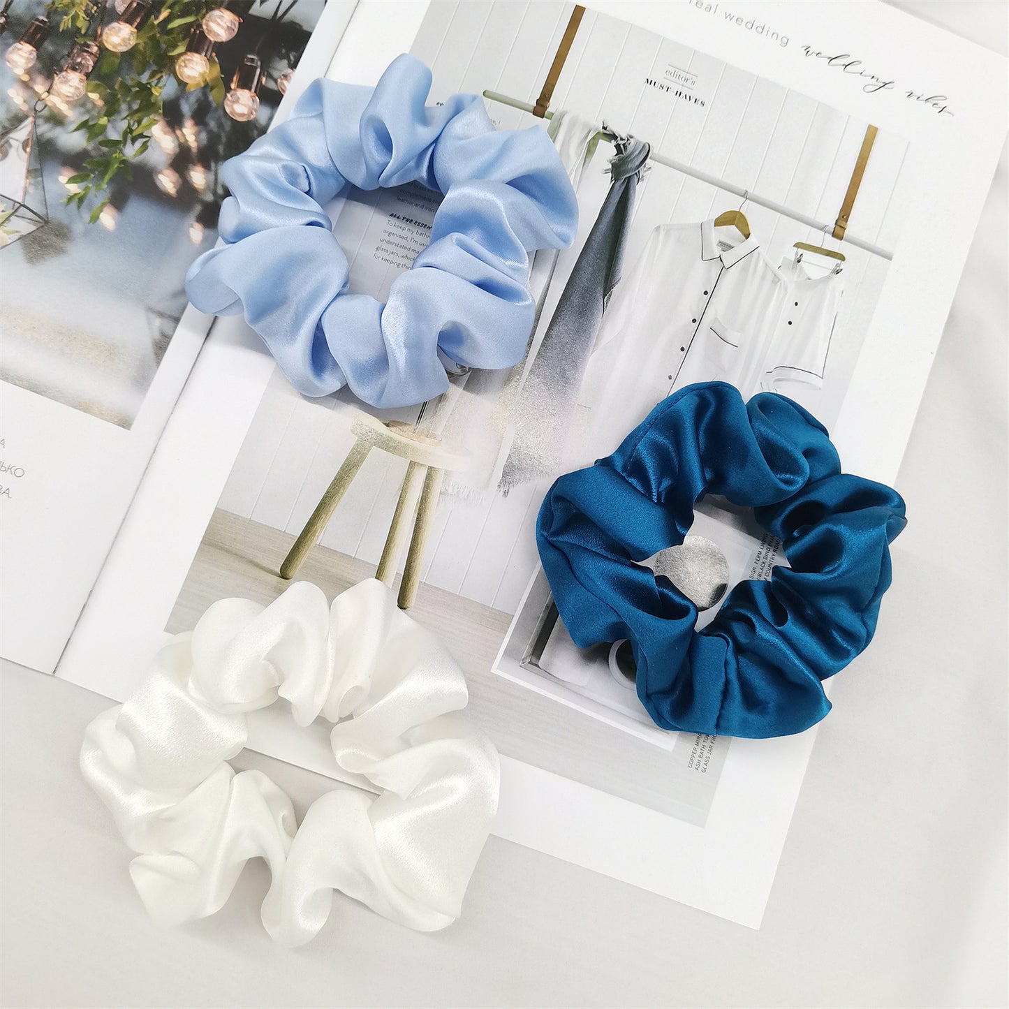 Something Blue Silk Scrunchie Set